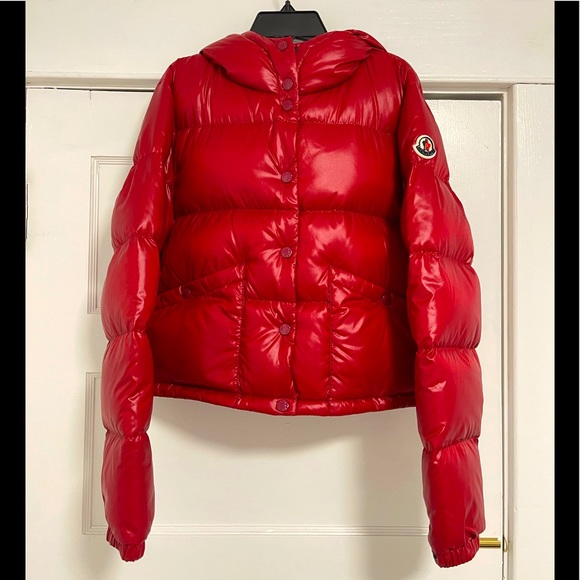 NWT Women’s Medium Moncler Bardanette Hooded Quilted Shell Down Jacket In Red - Picture 3 of 16